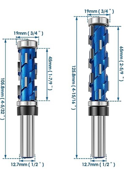 2pc Floş Trim Yönlendirici Bit Seti 1/2inch Shank, Çift Yatak Spiral Kırpma Aracı Ahşap Freze Kesici Aracı Ahşap Için (Yurt Dışından) fiyatları