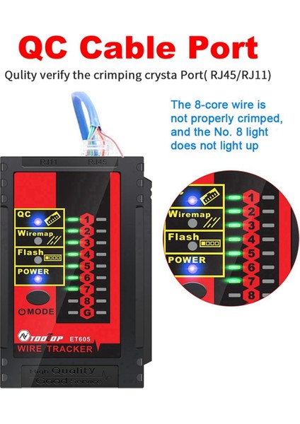 Tooltop ET605 Ağ Kablo Test Cihazı Poe Qc Lan Kablo Eşleştirme Kontrolü Tarama Kablosu Kablosu Kablo Test Cihazı Ağı Onarım Tespiti (Yurt Dışından) modelleri