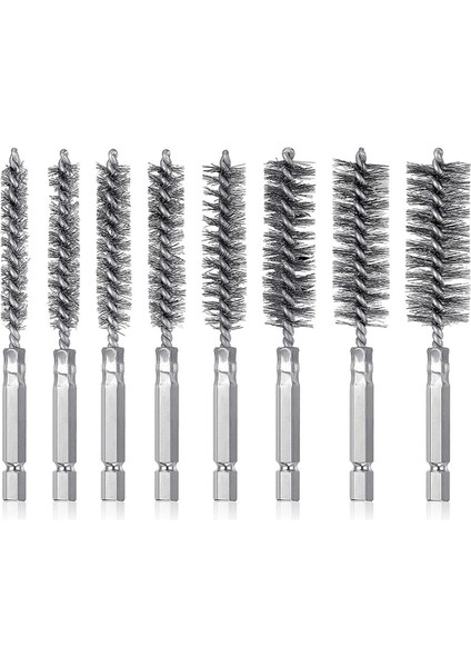 8pcs Tel Fırça Matkap Bit Seti 1/4 Inç Altıgen Şafak Çelik Tel Bükme Fırçası, Sondaj Için Uygun Perküsyon A (Yurt Dışından)