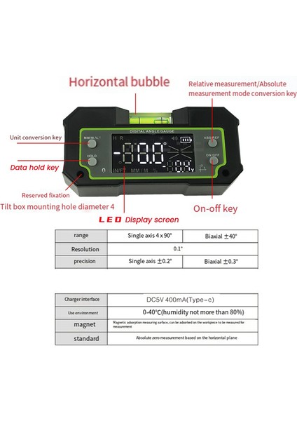 Bluetooth Seviye Incinometre Çift Eksen Dijital Prensıce Ölçüm Açısı Cetvel Bıax Şarj Edilebilir Manyetik Seviye Kutusu (Yurt Dışından) modelleri