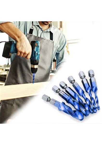 6pcs Yüksek Hızlı Çelik 4341 Titanyum Kaplamalı Kompozit Musluk Matkap ve Tap Entegre Makine Tap M3 M4 M5 M6 M8 M10 (Yurt Dışından) fırsatları