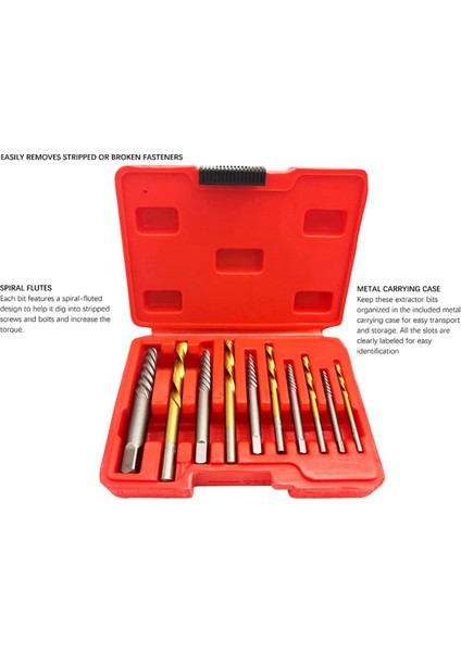 10PCS Set Vidalı Çıkarıcı Kırık Tel Ekleyici, Düşmüş Vidaları ve Kırık Cıvata Donanım Aletlerini Çıkarmak Için Kullanılır. (Yurt Dışından) indirimleri