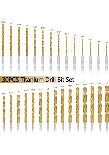 30 Pcs Titanyum Etki Matkap Bit Seti, Hex Hss Twist Matkap Bitleri Çelik, Bakır, Alüminyum, Çinko Alaşımı Için Depolama (Yurt Dışından) modelleri