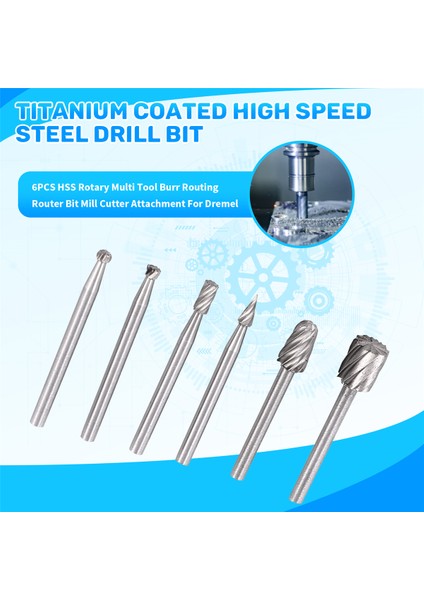 6pcs Hss Döner Çoklu Alet Çapak Yönlendirici Yönlendirici Bit Fabrikası Kesici Eki Dremel Için (Yurt Dışından) fırsatları