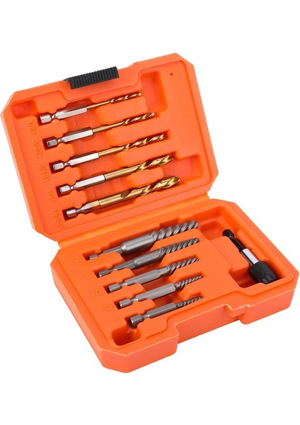 Kırık Saplamaları, Cıvataları Çıkarmak Için 10 Parçalı Vidalı Özüt Seti ve Evrensel Matkap Ucu Tutucu, Sol El Matkap Ucu Seti (Yurt Dışından)