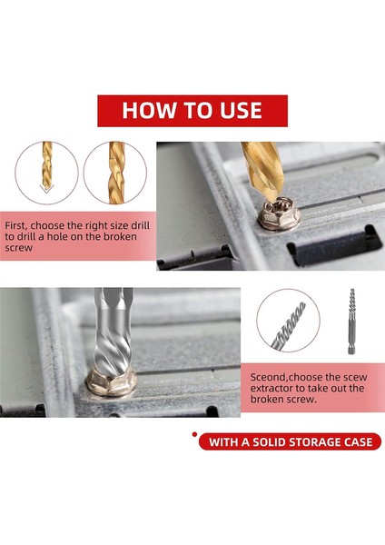 Kırık Saplamaları, Cıvataları Çıkarmak Için 10 Parçalı Vidalı Özüt Seti ve Evrensel Matkap Ucu Tutucu, Sol El Matkap Ucu Seti (Yurt Dışından) modelleri