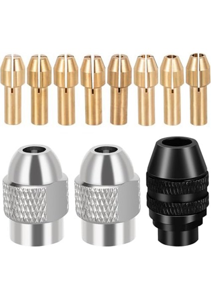 10 Adet Matkap Mandalı Kolet Seti, 1/32 Inç Ila 1/8 Inç Pirinç Hızlı Dönen Matkap Somunu Değiştirme 4485 4486 Anahtarsız Dril (Yurt Dışından)