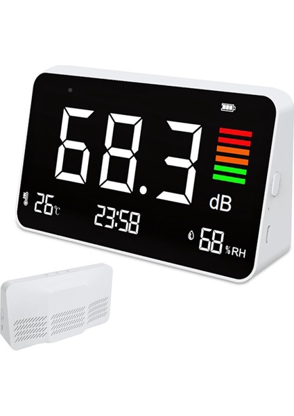 Desibel Metre, Dijital Ses Seviyesi Metre 30-130DB, LED Ekran Masaüstü Gürültü Süresi Sıcaklık Nem Ölçer (Yurt Dışından) fırsatları