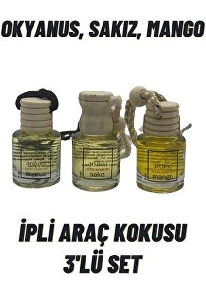Ipli Araç Kokusu Mango Okyanus Sakız 3'lü Cam Şişe 8 ml Ferahlatıcı Koku Seti fiyatları
