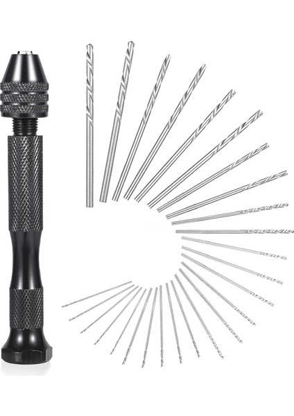 26 Pcs Mikro Matkap Bit Seti, Pin Mengene El Matkabı Manuel Takılarla Mikro Matkap Bitleri (0.5mm-2.5mm), Döner Zanaat Matkabı (Yurt Dışından)