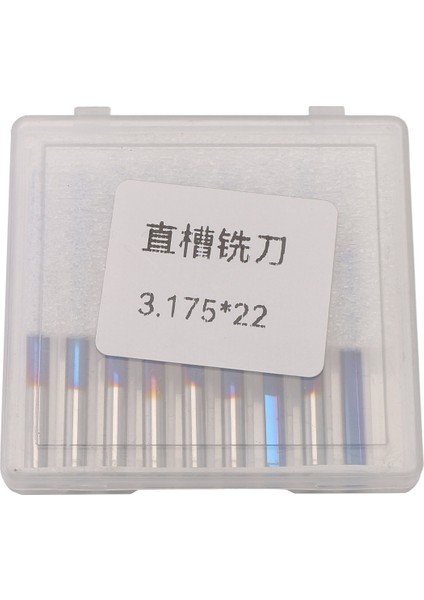 10PCS 3.175 Shank Mavi Kaplamalı Düz Uç Değirmen 2 Flüt Karbür Freze Kesici Ahşap Mdf Plastik Cnc Gravür Bit (Yurt Dışından)
