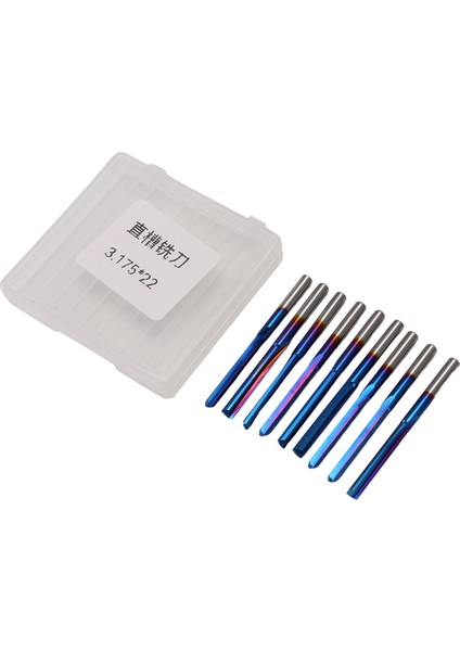 10PCS 3.175 Shank Mavi Kaplamalı Düz Uç Değirmen 2 Flüt Karbür Freze Kesici Ahşap Mdf Plastik Cnc Gravür Bit (Yurt Dışından) fiyatları