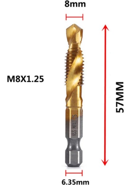 M8X1.25 Hex Shank Tıtanıum Kaplama Hss Vıda Işleme Metrik Tap Mağaza Bikleri Vida Makina Bileşimi Tap Açma Pah Aracı (Yurt Dışından) indirimleri