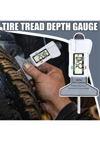 Dijital Lastik Sırt Derinliği Metre Basma Derinliği Dedektör Dijital Lastik Derinlik Göstergesi LCD Ekran Dijital 0.25.4mm Aralık (Yurt Dışından) indirimleri