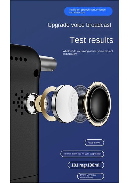 Dijital Alkol Test Cihazı Profesyonel Alkol Dedektörü Breathalyzer Polis Alcotester LCD Ekran Sarhoş Sürüş Testi (Yurt Dışından)