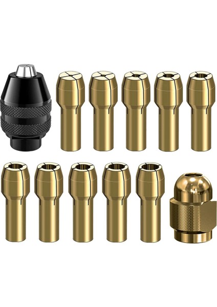 12 Pcs Matkap Chuck Set Set Pirinç Matkap Tohumu Kiti, Anahtarsız Chuck 1/32 Inç Ila 1/8in Yedek 4485 4486 Değişiklik Somunu (Yurt Dışından)