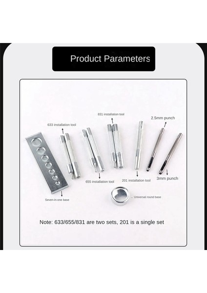 11 Parçalı Set 633/655/831/201 Perçin Taban Snap Düğme Taban Deri Deri Snap Düğme Seti (Yurt Dışından) fiyatları