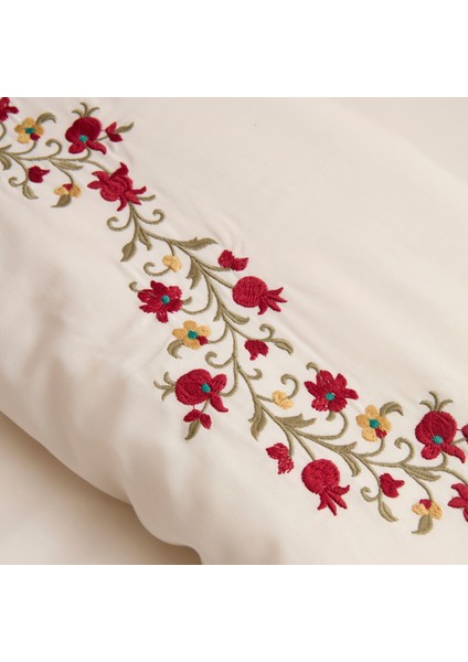 Dornel %100 Pamuk Nakışlı Çift Kişilik Nevresim Takımı Beyaz fırsatları