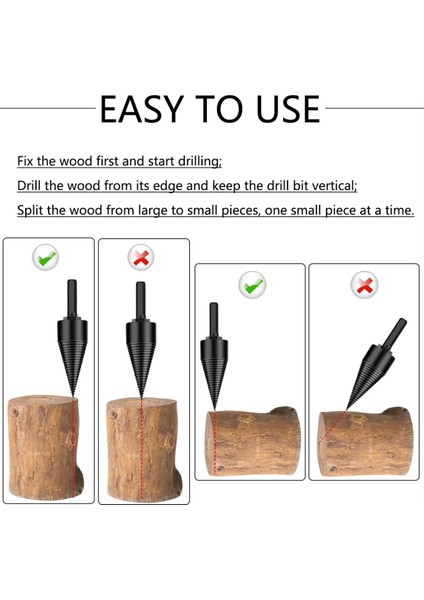 Yakacak Odun Kütük Ayırıcı Matkap Ucu Çıkarılabilir Ahşap Bölme Matkap Ucu, 32MM+42MM Ağır Hizmet Tipi Vida Sürücüsü Ahşap Ayırıcı (Yurt Dışından) fırsatları