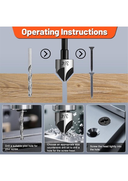 Counterk Matkap Bit Seti Feanron Counter Lavabo Bit, 5pcs 1/4inch Shank HSS4241 Çelik, Ahşap Için Set (Yurt Dışından) fiyatları