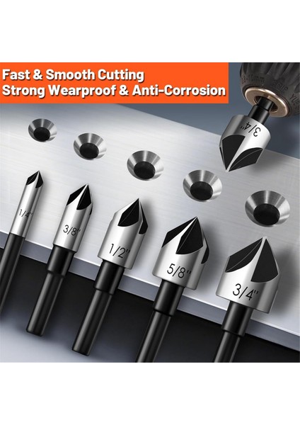 Counterk Matkap Bit Seti Feanron Counter Lavabo Bit, 5pcs 1/4inch Shank HSS4241 Çelik, Ahşap Için Set (Yurt Dışından) fırsatları