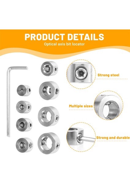 9pcs/set Ahşap Işleme Matkap Durdurucu Konumlandırma Durdurma Halkası Sondaj Derinlik Kontrolör Paslanmaz Çelik Üçlü Bağlantılar (Yurt Dışından) fırsatları