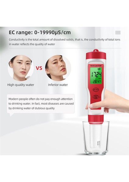 4&#39;ü Dijital Su Kalitesi Test Cihazı Ph/tds/ec/sıcaklık Ölçer Havuzlar Akvaryumlar Içme Suyu (Yurt Dışından) indirimleri
