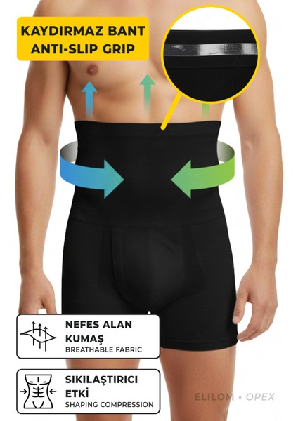 Opex Bel ve Göbek Korse Boxer – Yüksek Bel, Karın Toparlayıcı ve Sıkılaştırıcı, Siyah indirimleri