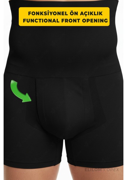 Opex Bel ve Göbek Korse Boxer – Yüksek Bel, Karın Toparlayıcı ve Sıkılaştırıcı, Siyah