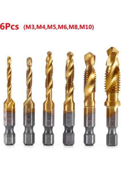 6pcs M3 M 4 M5 M6 M8 M10 Hex Shank Tıtanıum Kaplama Hss Vıda Ile Metrik Tap Matkak Biçler Vida Makine Taşına (Yurt Dışından) indirimleri