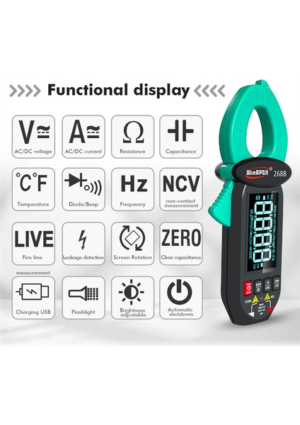 Winapex 268B Akıllı Büyük Ekran Ac-Dc Sızıntı Metre 600MA-60A Çok Function Sızıntısı Akım Ölçer (Yurt Dışından) fiyatları
