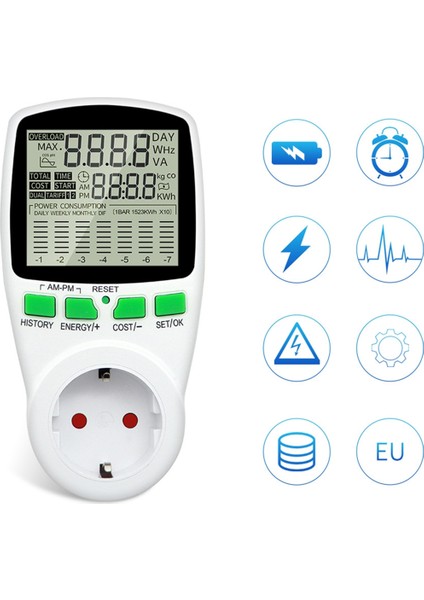Dijital LCD Enerji Ölçer Wattmetre Watte Electricity Kwh Güç Ölçer Ölçüm Ölçüm Outlet Güç Analizörü Ab Fişi (Yurt Dışından) fırsatları