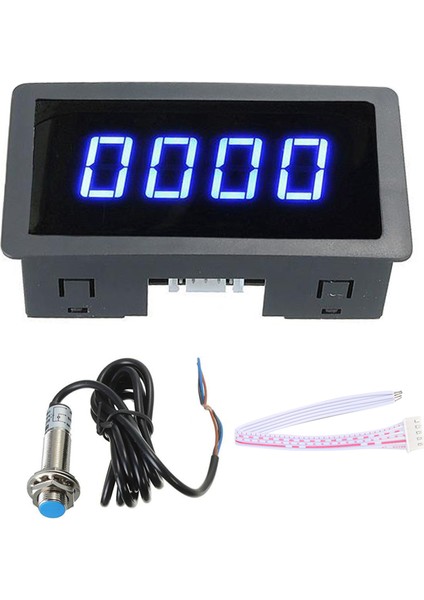 4 Dijital LED Mavi Takometre Rpm Hız Ölçer+Salon Yakınlık Anahtarı Sensörü Npn (Yurt Dışından)
