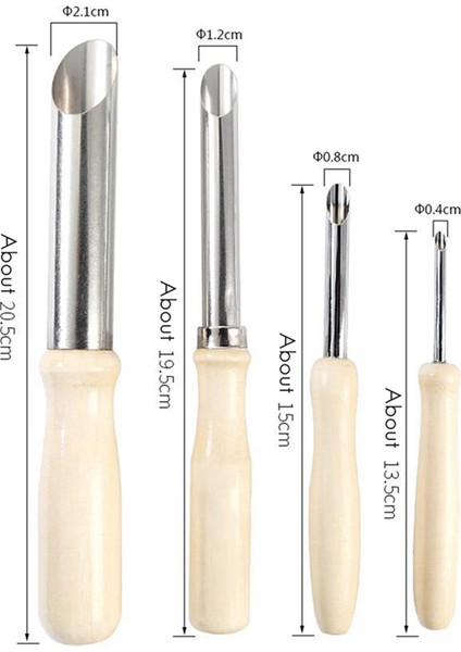 4 Parça Seramik Alet Paslanmaz Çelik Zımba Kap Deliği Sonda Pratik Ahşap Tutamak Manuel Set (Yurt Dışından) indirimleri