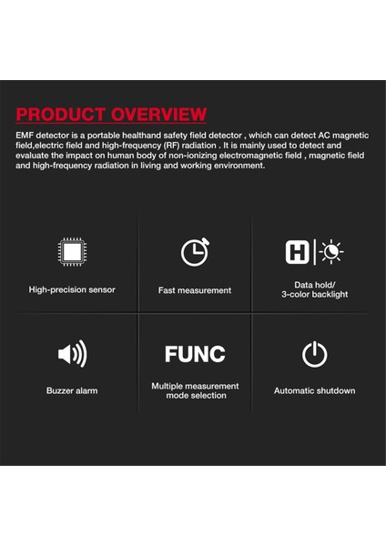 Habotest HT627 Emf Metre Profesyonel Elektromanyetik Alan Radyasyon Dedektörü El Taşınabilir Radyo Frekansı Uyarı Ölçer (Yurt Dışından) modelleri