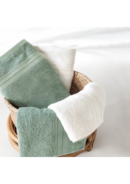 Angelina 4'lü Banyo Havlu Seti (50X90 CM/70X140 Cm) - Ekru / Adaçayı fiyatları