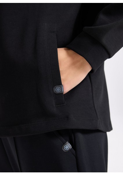 Bato Yaka Baskılı Siyah Kadın Sweatshırt J5WL-SWT7179 fırsatları