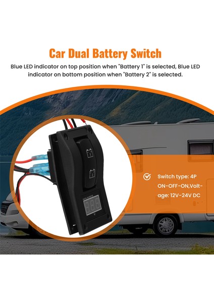 12-24V LED Çift Pil Test Paneli Rocker Switch Otomobil Kamyonu Deniz Teknesi Voltmetre 4p Açma (Yurt Dışından) fırsatları