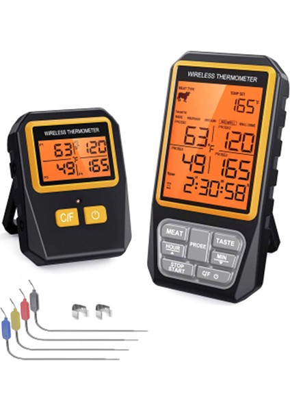 328FT Kablosuz Et Termometresi Izgara Sigara Içmek Için Bbq Fırın Dijital Gıda Mutfak Termometresi 4 Prode Zamanlayıcı Alarmı (Yurt Dışından)