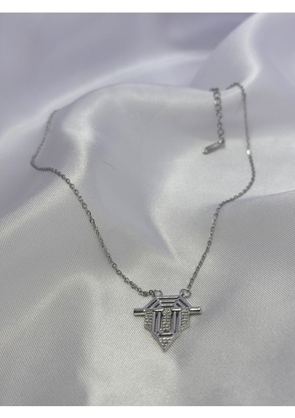 Işıltılı Zirkon Taşlı Gümüş Leyla Kolye Çelik indirimleri