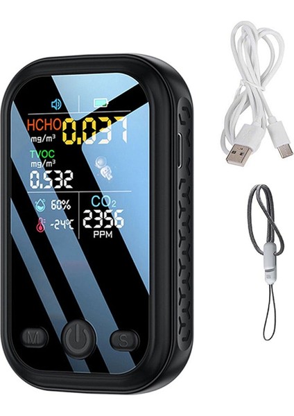 5 Hava Kalitesi Dedektörü Yarıiletken Sensörleri Hcho Tvoc Co2 Sıcaklık Nem Test Cihazı Hava Monitörü Siyah (Yurt Dışından) indirimleri