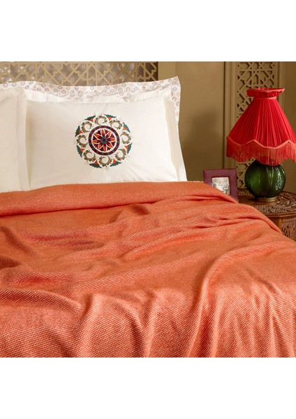 Andalisa %100 Pamuk Nakışlı Çift Kişilik Nish Set Bordo