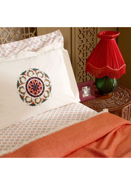 Andalisa %100 Pamuk Nakışlı Çift Kişilik Nish Set Bordo modelleri