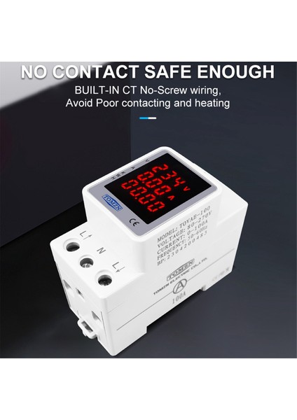 Tomzn TOVAE-100 Ac 80-270V 100A Dın Rayrak Voltaj Akım Kwh Elektrik Enerji Monitörü Ölçer Volt Amp Voltmetre Ammetre Wattmetre (Yurt Dışından) fiyatları