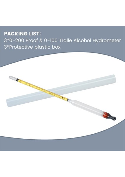 Hidrometre Alkol Ölçer, 0-200 Kanıt ve Tralle Hidrometre, Likör/moonshine Için Alkol Meteri/prova Damıtılmış (Yurt Dışından) modelleri
