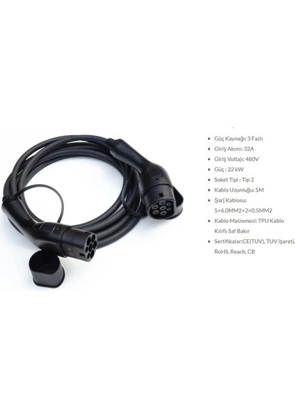 22 KW ŞARJ KABLOSU