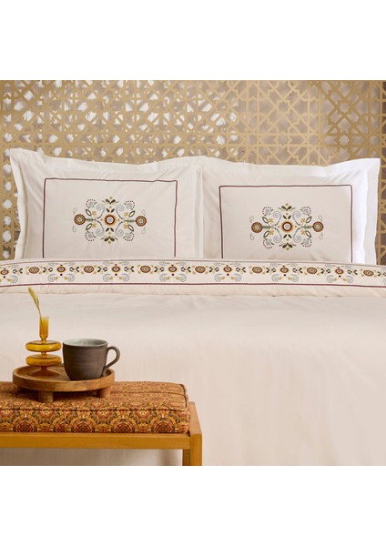Beluna %100 Pamuk Çift Kişilik Nakışlı Nevresim Takımı Beyaz modelleri