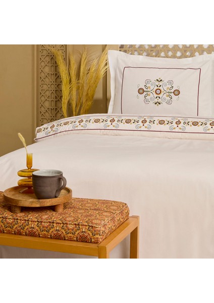 Beluna %100 Pamuk Çift Kişilik Nakışlı Nevresim Takımı Beyaz fırsatları