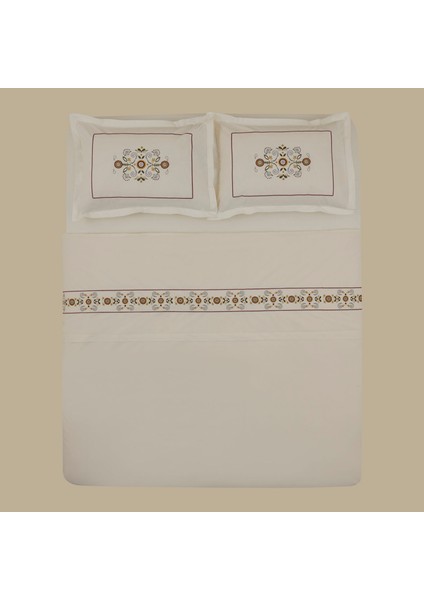 Beluna %100 Pamuk Çift Kişilik Nakışlı Nevresim Takımı Beyaz