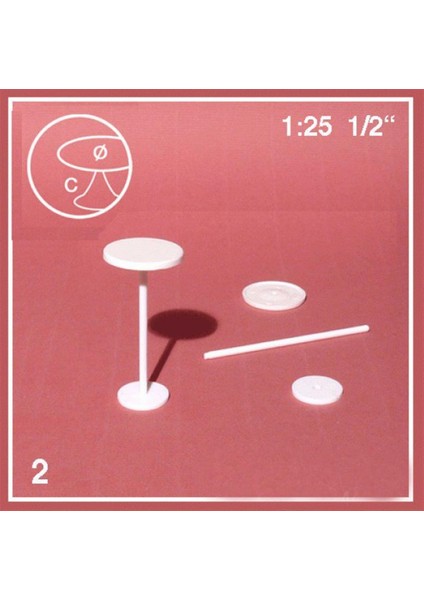 5722040 1/25 Ölçek, Bar Masası -Yuvarlak-Beyaz-Ø 40 Mm- 2